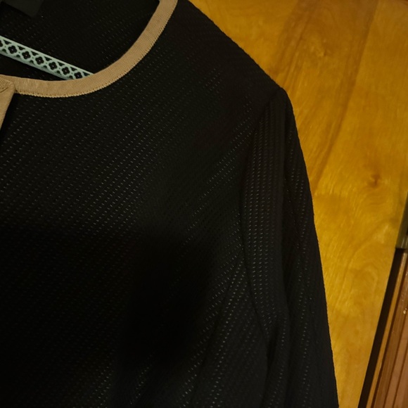 Talbots Black long Blazer with Tan Edging NWT - Picture 2 of 9